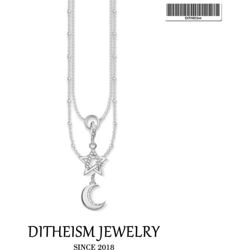 Charm Necklace Moon & Star 2021 New Fashion Jewelry 925 Sterling Silver Bijoux Trendy Romantic Gift Link Chain For Women Girls