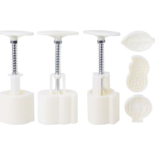 Plastic Mooncake Mold 50g Peanut Leaf Stamp Biscuit Cookie Cutter Mould DIY Fondant Baking Tool