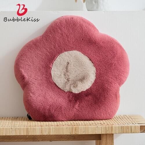 Bubble Kiss Plush Pillow 50cm Cartoon Flower Colorful Chair Cushion Home Soft Plant Living Room Sofa Decorations Cute Kids Toys