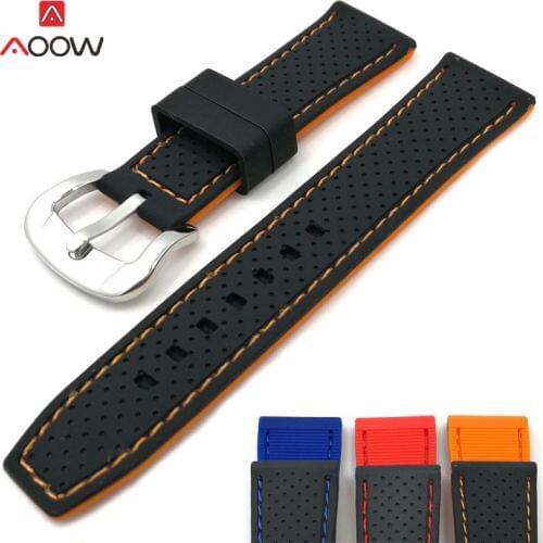 AOOW Rubber Watch Strap Bands 20mm 22mm 24mm Waterproof Watchband Belt 2019 New Generic Watchband Silicone Sports Watchband
