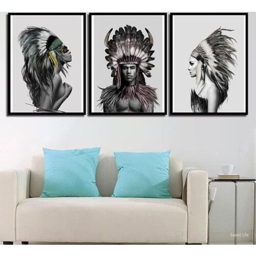 Modern Wall Pictures For Home Wedding Decoration Indians Woman And Man Nordic Style Canvas Art Print Painting Minimalist Poster