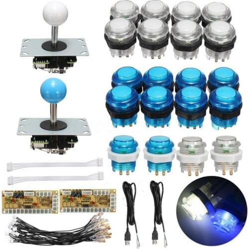 LED Arcade Kit 2x Zero Delay USB Encoder + 2x Joystick + 20x Lighted Push Button