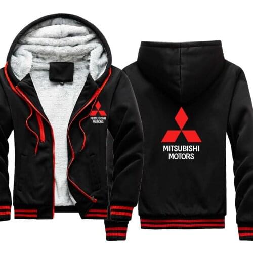 2021 NEW Winter velvet thickening Mens Hoodies Mitsubishi car logo printing Fashion thickening Casual Male clothes
