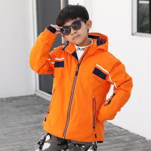 Outdoor Children Charge Clothes Waterproof Polyester Fabric Thicken Pure Cotton Filling Windbreak Warm Hiking Climbing Jacket