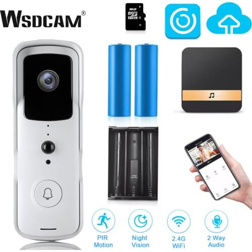 Wsdcam Smart WIFI Doorbell Smart Home Wireless Video Door Bell Intercom 2MP IR Night Vision Two Way Audio PIR Alarm Cloud Chimes