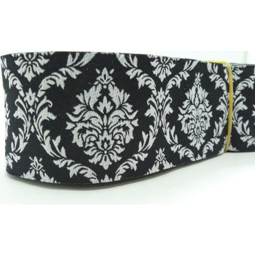 1-1/2'' 38mm Wide Damask Design Black Tone European Jacquard Ribbon