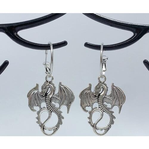 Women Beautiful Retro silver Dragon earrings, Handmade earrings, charm earrings, Gifts for her, Boho Earrings