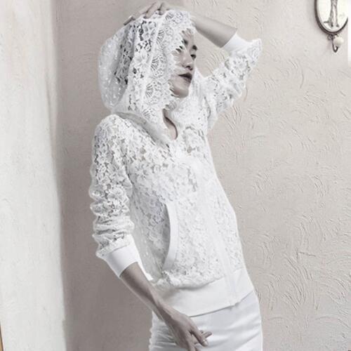Sexy Lace Hoodie Coats For Women Black/White Summer Harajuku Sun UV Protection Coat Chaquetas Mujer