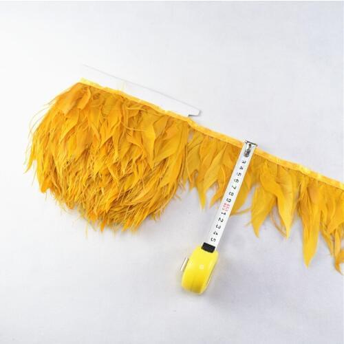1meters GoldYellow ostrich feathers goose feathers ribbonTrims feather crafts carnival costume feather wedding decoration Plumes