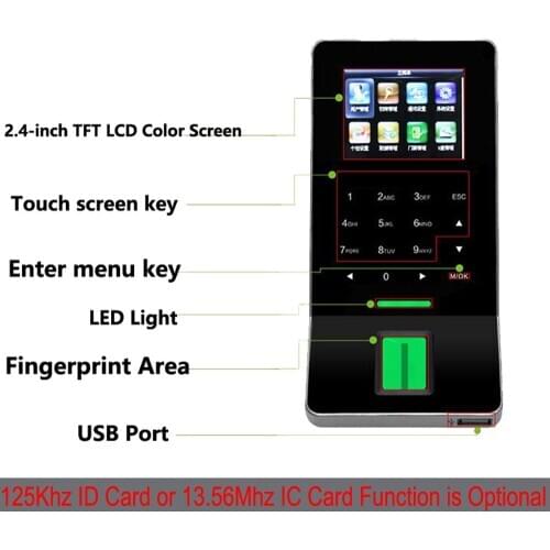 2.4 inch LCD TCP/IP RJ45 Biometric WIFI Fingerprint Access Control Time Attendance System Fingerprint Reader F28 3000 User