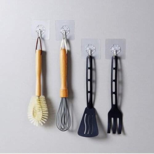 Sale hot 20Pcs portable multi-purpose transparent strong self-adhesive door wall hanging hook kitchen heavy suction rack sucker