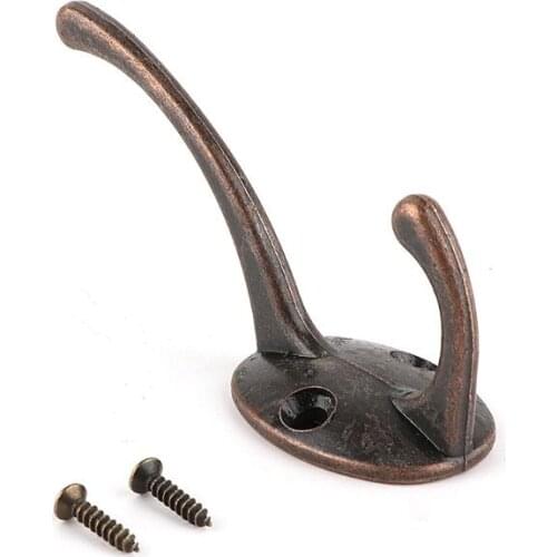 2021 New Alloy Vintage Wardrobe Hook Bathroom Coat Single Red Hook Bronze Hardware Hook