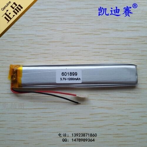 3.7V 1200mAh high capacity long bar polymer lithium battery 601899 outdoor speaker LED electric