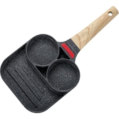 3 Holes Non Stick Omelet Frying Pan for burger Egg Ham Omelette Breakfast Maker H58C