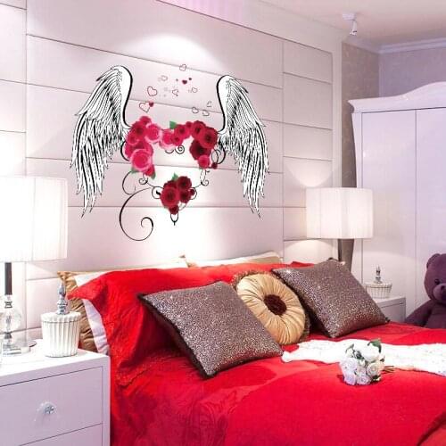 3D Romantic Love Wings Home Wall Sticker Wallpaper Mordern Art Mural Decal DIY Girls Room Decor Living Room Modern Decoration