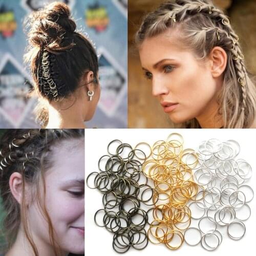 50/100PCS Hair Clip Rings Decorations Braid Hair Loop Headband Accessories Golden/ Silver Dreadlock Bead Cuff Clips For Women