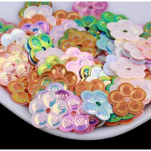 500pcs 13mm Flower Sequins With 1 Center Hole Plum Blossom Sewing,Wedding Craft,Kids DIY Garment Accessories Mix Colors Spangles