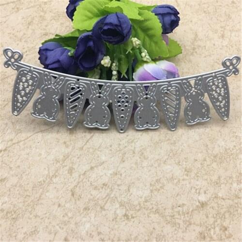 AOKEDIY Rabbit Carrot Banner Flag Metal Cutting Dies Stencil Scrapbooking Photo Album Card Paper Embossing Craft DIY