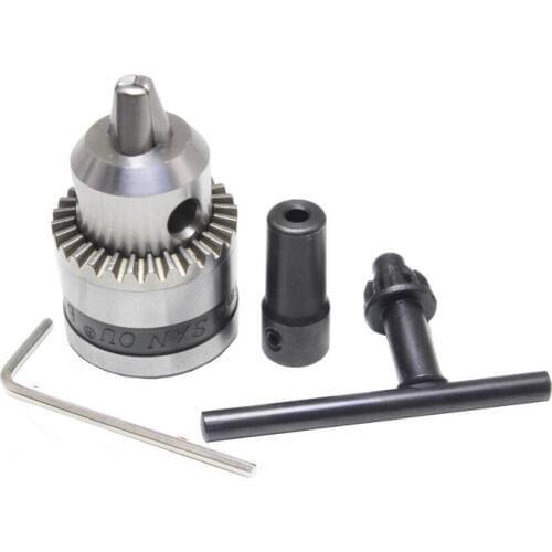 Free shipping New Drill Chuck 0.6-6mm Mount B10 Taper with 5mm Connector Rod Motor Shaft Key Wrench Power Tools