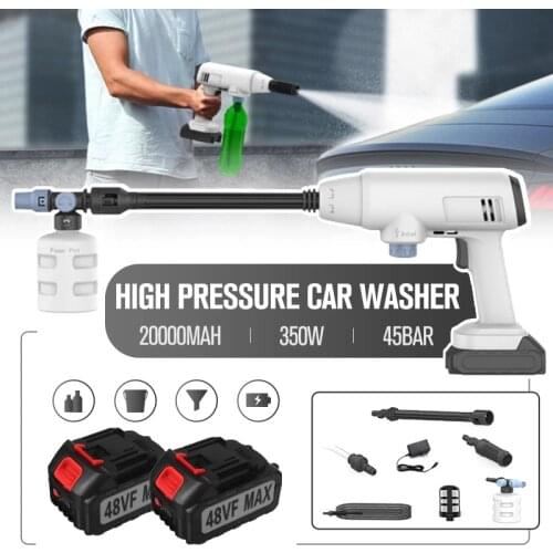 350W 20000mAh 45Bar Wireless High Pressure Car Washer Water Spray Gun High Pressure Car Washing Machine For 18V Makita Battery