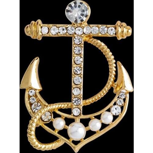 Japanese and Korean Version of High-end Retro Ship Rudder and Anchor Tide Mens Brooch British Suit Badge Womens Suit Corsage