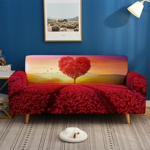 3d Valentines Day Sofa Cover Red Rose Sofa Cover Set Elastic Couch Luxury Cover Sofa Covers For Adults Sofa Towel 1/2/3/4Seater