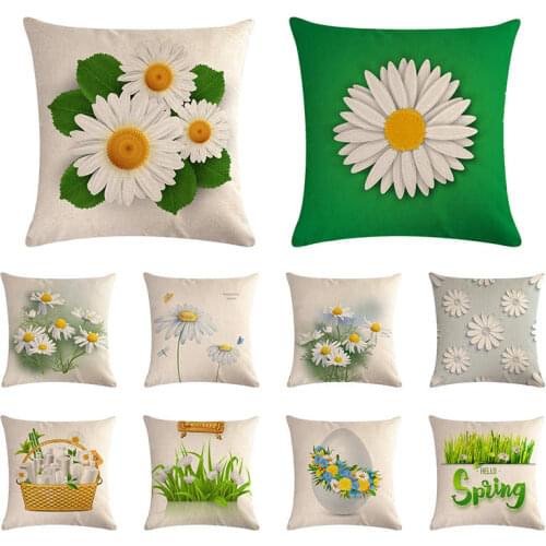 Garden flower pattern cushion cover spring popular pillow cover linen household fashion sofa decorative pillow cover 45x45cm