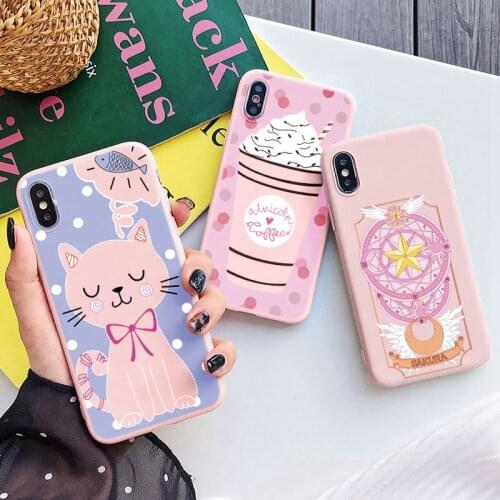 Cute Cat Ice Cream Sakura Case For Samsung Galaxy A50 A51 A52 A32 A31 A12 A10 A70 A71 A72 A40 S20 FE S21 S9 S10 Plus S10e Cover