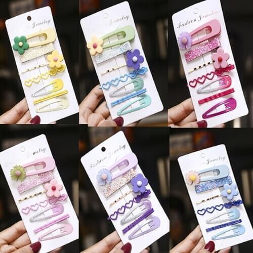 Kids Girl Small Flower Hair Clip Sweet Cute Candy Color Hairpin Baby Girl Mori Girl Line Bang Clip Set Wholesale