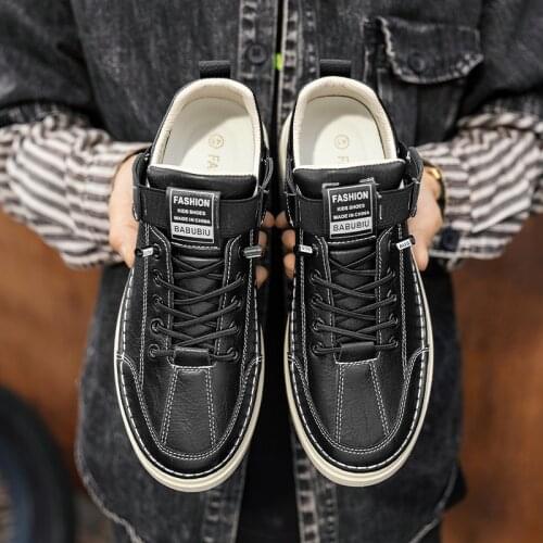 Mens Skateboarding Sports Black Shoes Spring New Male Fashion Basic Flat Heel Lace-Up Skateboard Outdoor Sneaker zapatillas