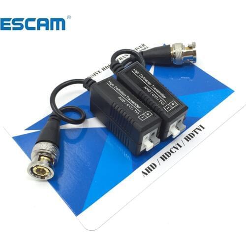 ESCAM HD CCTV Via Twisted Pairs Adapter 720P HD CVI/TVI/AHD Passive Video Balun Male BNC to UTP Cat5/5e/6 Network Camera