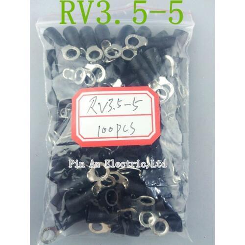 RV3.5-5 Black Ring insulated terminal suit 2.5-4mm2 cable Crimp Terminal 100PCS/Pack Cable Wire Connector RV3-5 RV