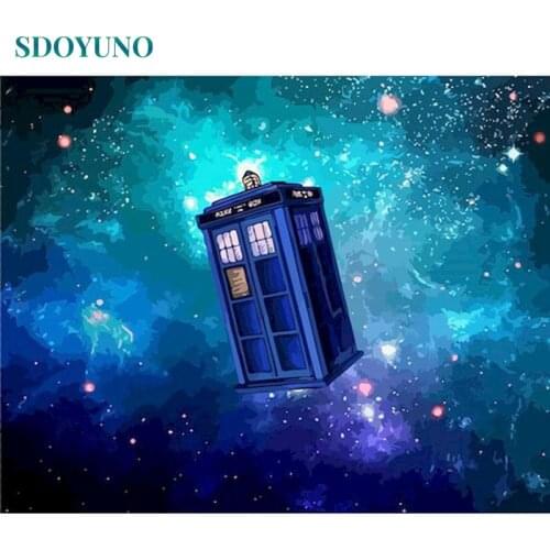 SDOYUNO 60x75cm Oil Painting By Numbers Magic Phone Booth DIY Paint By Numbers On Canvas Frameless Home Decor Hand Painting