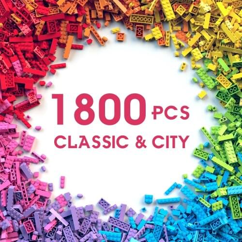 250-1800pcs Children Classic City Building Blocks DIY Colorful Bulk Bricks Model Figures For Boys Girls Kids Educational Toys