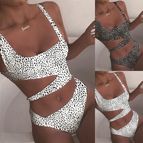 Leopard One Piece Bikini womens hollow swimsuit womens swimsuit Brazilian push up bikini купальники женские 2021