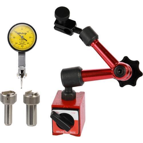 Metal Round Dial Indicator and Mini Flexible Magnetic Base Holder Bracket Tool Kit Dial Indicator Kit Measuring dial gauge