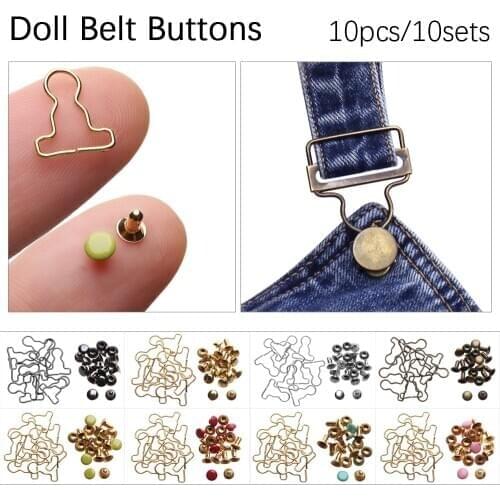 10sets Mini Doll Belt Buttons DIY Doll Clothes Metal Gourd Buckle For 1/6 Dolls Girls Gifts Doll Trousers Bag Sewing Accessories