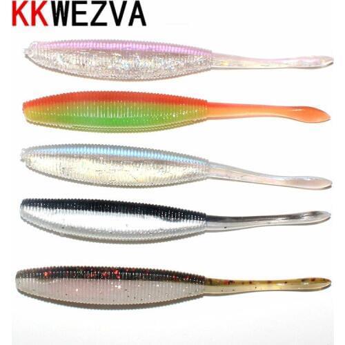 KKWEZVA 5pcs Paddle Tail Soft Grubs 4.7g 10cm Lure Jig Head soft Fishing lure for bass Fishing Mandarin fishing