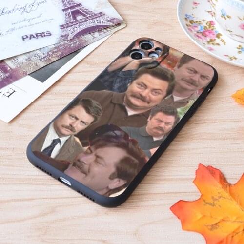 For iPhone Ron Swanson Collage Print Soft Matt Apple iPhone Case