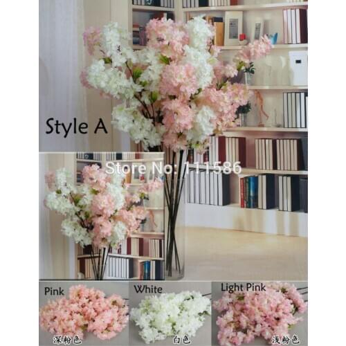 2017 NEW!! (20pcs/lot) Artificial flower Cherry blossom (100cm) dense Home/wedding Decoration flowers 3 Colors Available
