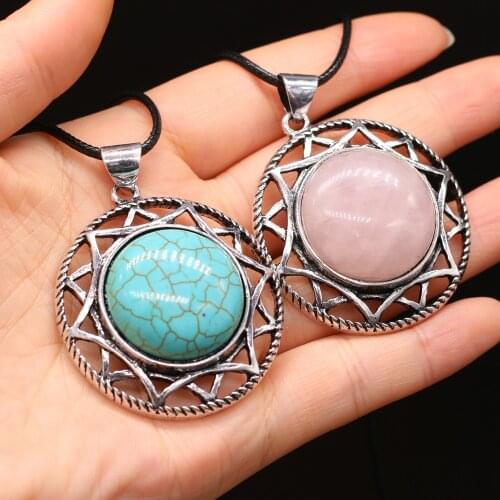 New Style Natural Shell Alloy Necklace Round Pendant Leather Cord 2MM Charms For Elegant Women Love Romantic Gift