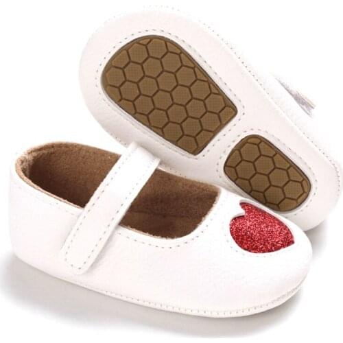 Baby Girl Shoes Heart Shape Princess Shoes Cotton PU Leather Newborn First Walkers
