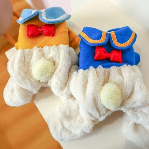 Pet Clothes Autumn and Winter New Products Plus Velvet Padded Doll Collar Bow To Keep Warm and Winter Dog Clothes