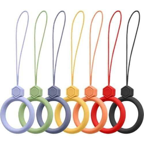 Solid Color Silicone Mobile Phone Ring Buckle Lanyard For Phone Case Hanging Strap Mobile Phone Straps U Disk Key Ring Rope