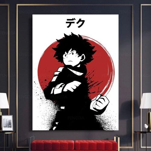 Home Decor Poster Wall Art Moon Black Boy Canvas Prints My Hero Academy Painting Pictures For Living Room Modular No Framework