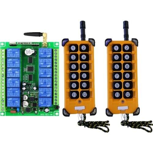 3000m DC 12V 24V 36V 48V 12CH Radio Controller RF Wireless Remote Control Overhead travelling crane System Receiver+Transmitter