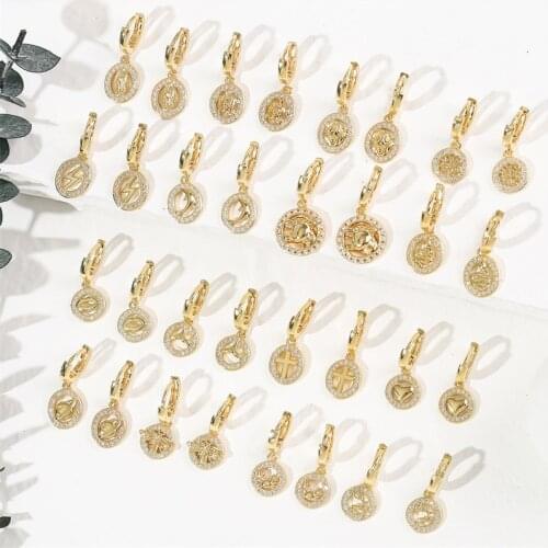 18 Style High Quality CZ Cubic Zirconia Zircon Gold Color Copper Metal Heart Star Bee Snake Drop Earrings For Women Girls Gifts