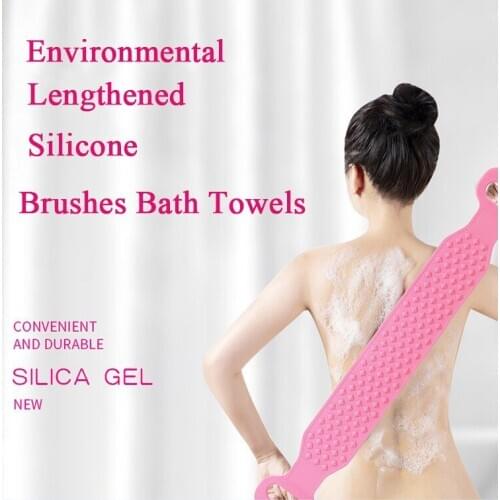 Silicone Brushes Bath Towels Scrubber Bath Long Rubbing Back Mud Peeling Towel Body Massage Shower Skin Clean Shower Brush