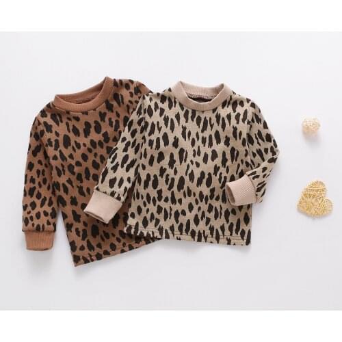 Toddler baby girls sweater fall clothes kids knitted ribbed pullover round neck wool tops leopard full sleeve jumper 1 to 6 yrs