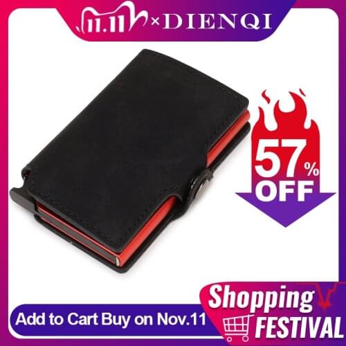 DIENQI Thin Wallet Luxury Leather Security Men Women Card Holder Wallet Ridge wallets Mini Purse Red Magic Wallet 2021 Walet